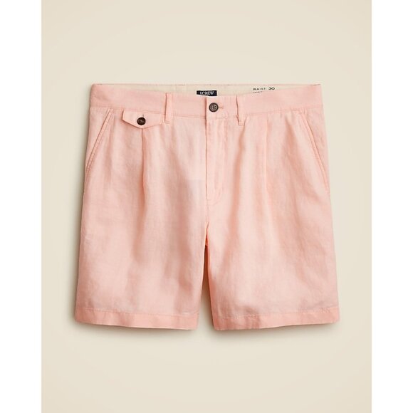 NWT J. Crew 7.5" Pleated Linen Shorts in Pink 35 - Picture 1 of 4